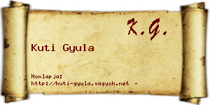 Kuti Gyula névjegykártya